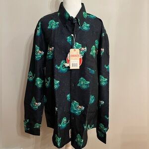 NEW GHOSTBUSTERS SLIMER X RSVLTS Mens XL Long Sleeve Button Down Shirt NWT